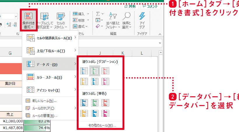 Excelのデータバーで最大値を100%に設定して簡単にわかりやすくする方法を解説 1