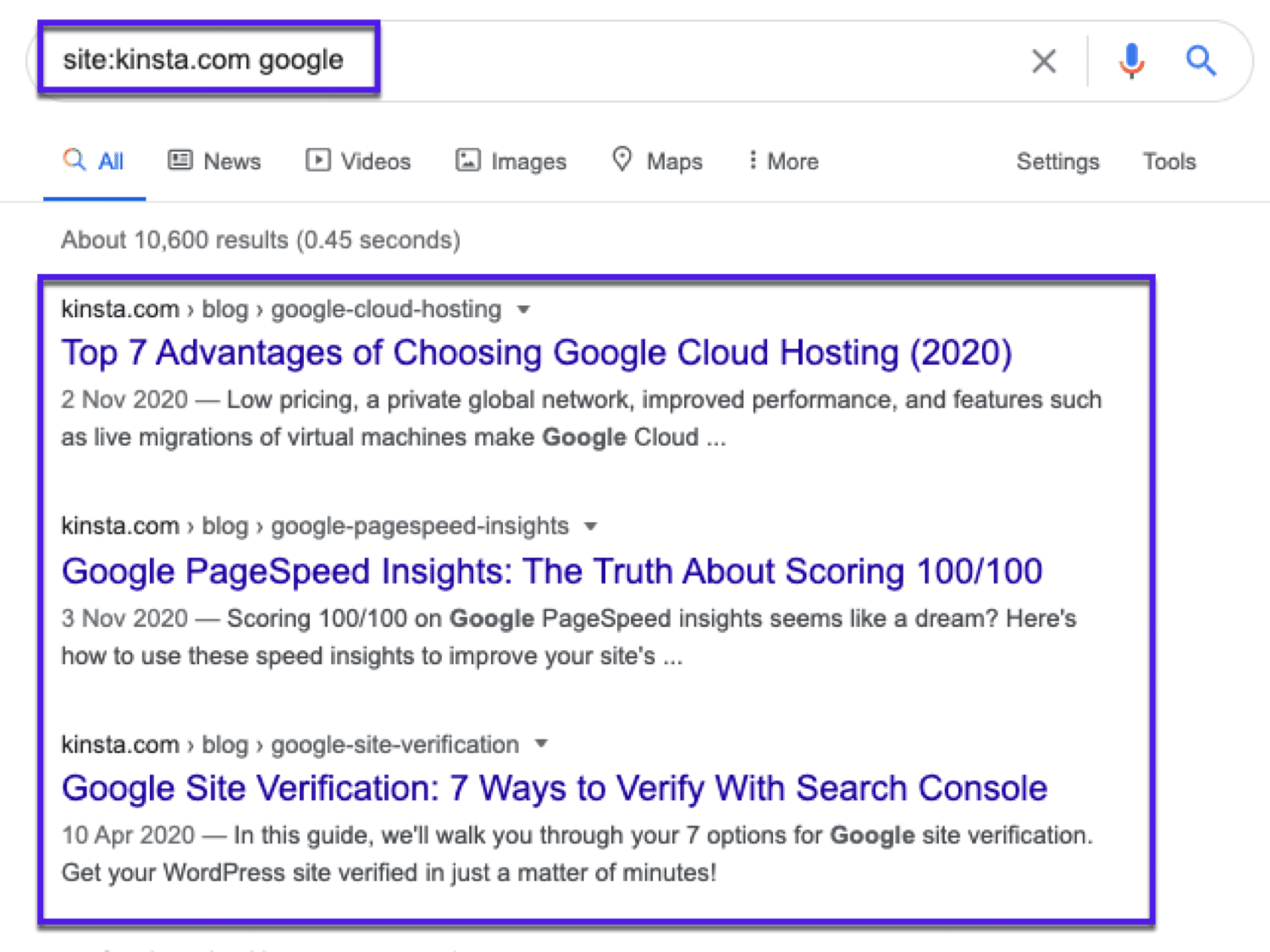 internal links search operator
