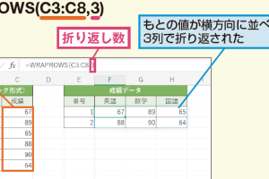 WRAPROWS/WRAPCOLS関数で列や行を簡単に折り返す方法を解説